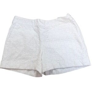 Banana Republic White Eyelet High Waist‎ Shorts 4 Cotton Side Zip Summer